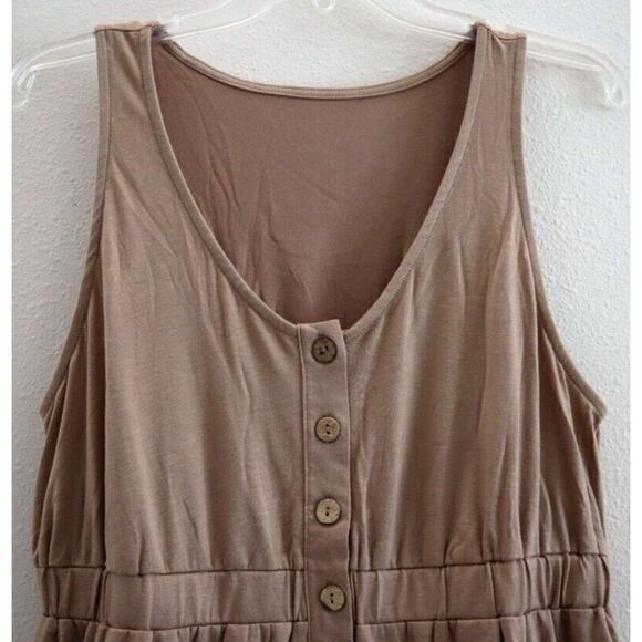 Blencot YL5W2211257 Women's Sz Large Khaki Sleeveless Button Down Casual Dress - Picture 3 of 9